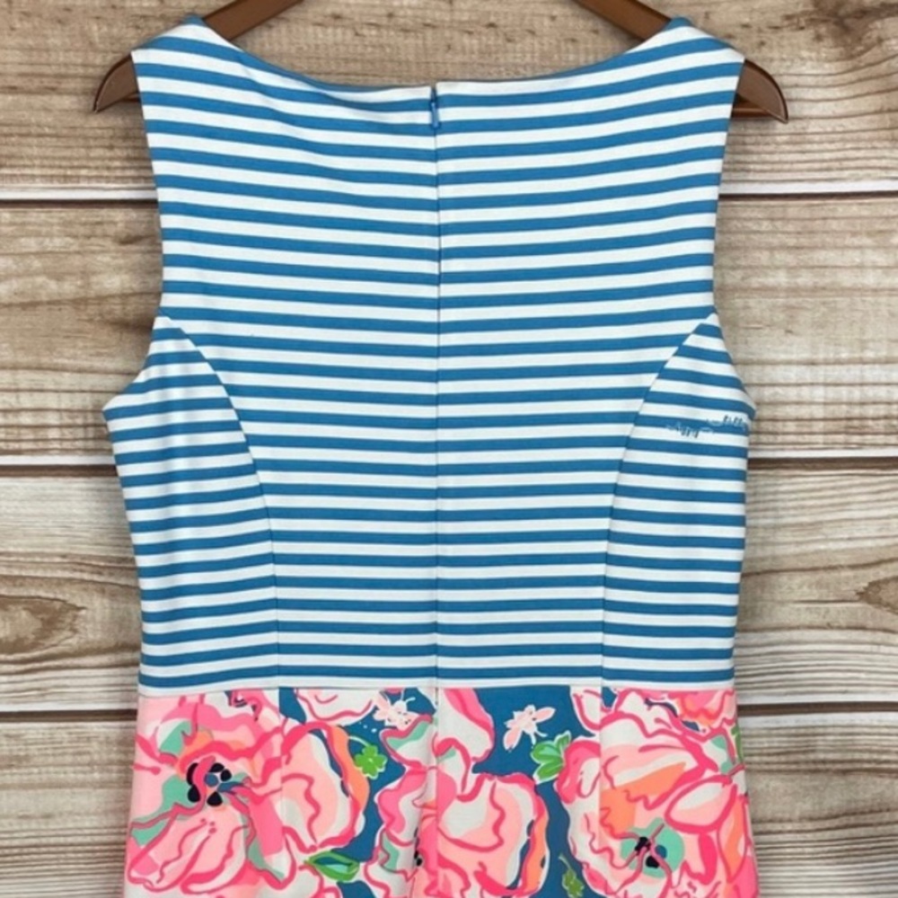 Lilly Pulitzer Juliana Flutter Blue Lucky Chin Combo Dress- Small - Picture 4 of 15